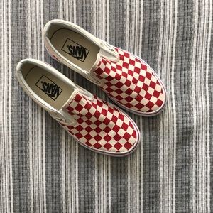 Red and white checkered vans